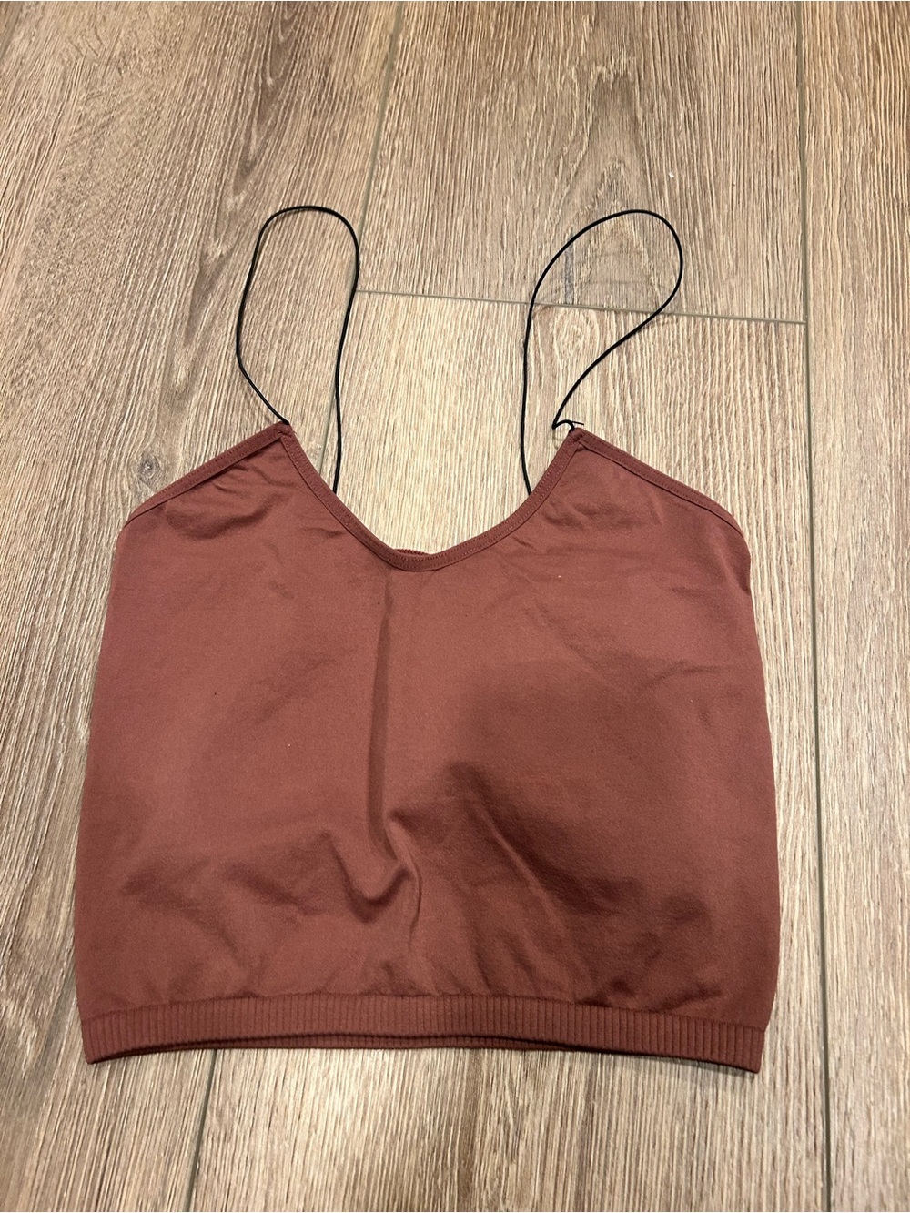 Free People Rust Brown Spaghetti-Strap Cropped Tank